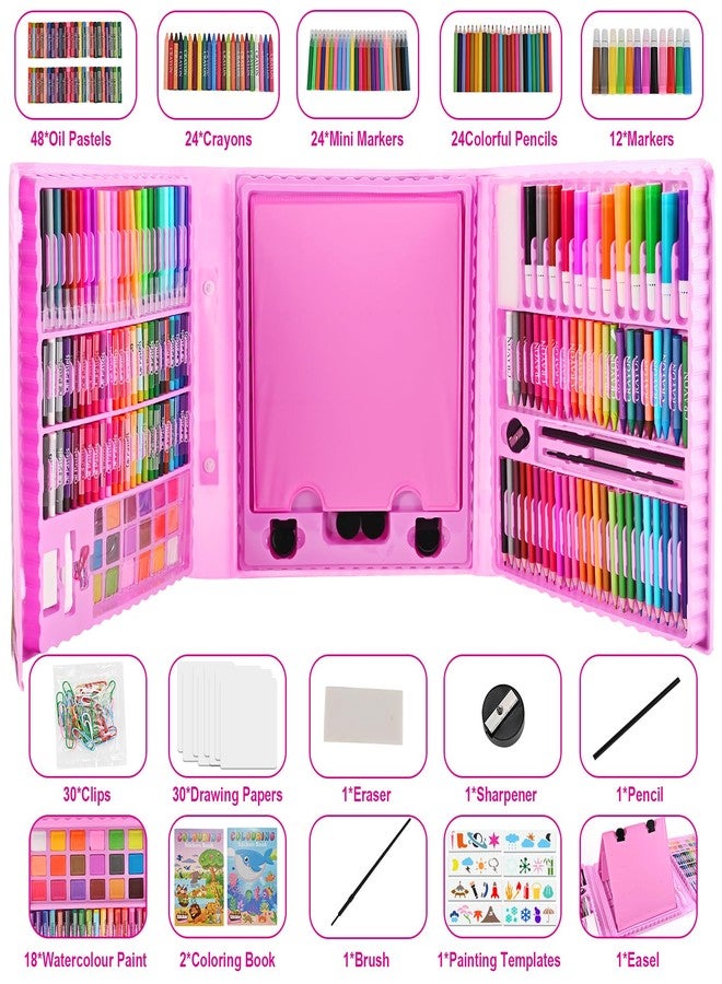 GOLDGE Art Supplies, 230 PCS+ Drawing Art Kit, Kids Art Set with Double Sided Trifold Easel, Colored Pencils, Crayons, Oil Pastels, Watercolor Pens, Coloring Book, Gifts for Girls Boys 4-12, Teens, Beginners - Image 2